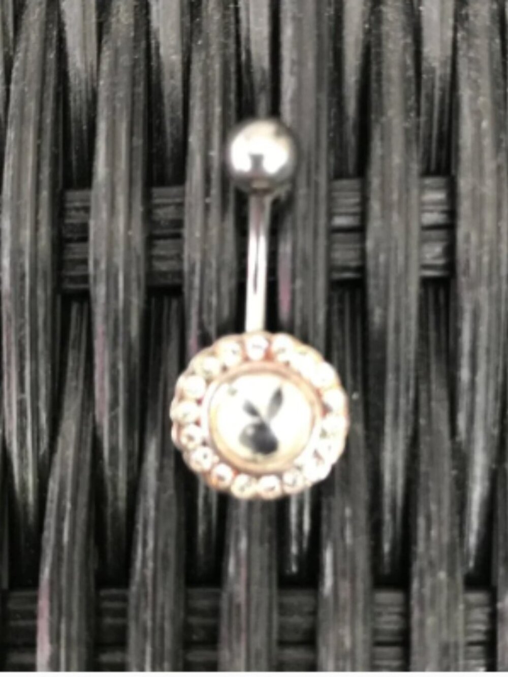 playboy crystal logo belly button navel ring